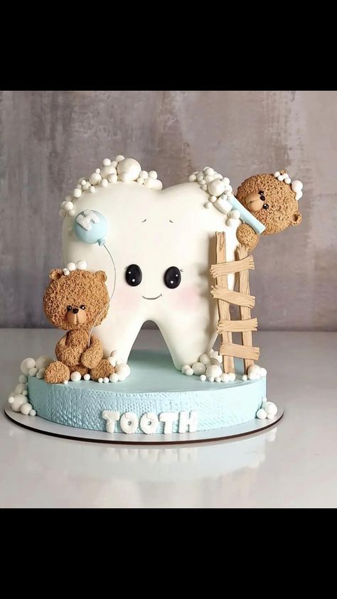 Happy First Tooth Cake, First Tooth Cake Ideas, 1st Tooth Cake, First Tooth Party Decoration, First Teeth Cake Ideas, Tooth Party Decoration, First Tooth Cake, First Tooth Party, Teeth Party