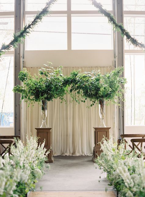 . Indoor Wedding Ceremony, Traditional Flowers, Green Wedding Inspiration, Wedding Ceremony Traditions, Ceremony Design, Wedding Aisle Decorations, Sage Green Wedding, Wedding Entrance, Wedding Ceremony Flowers