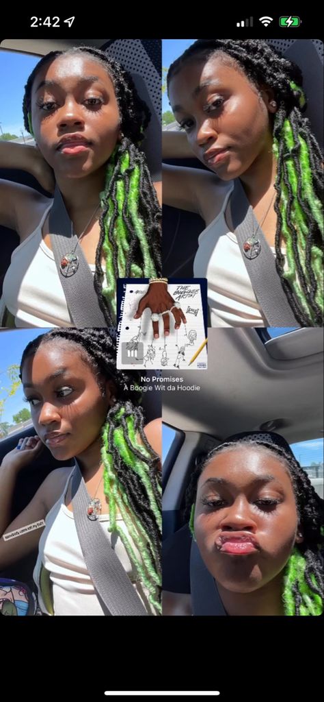 Youtube tutorial @It’s Vee on youtube Green Soft Locs, Peekaboo Soft Locs, Green Knotless, Knotless Soft Locs, Green Peekaboo, Locs Soft, Birthday Hairstyle, Soft Locs, Birthday Hairstyles