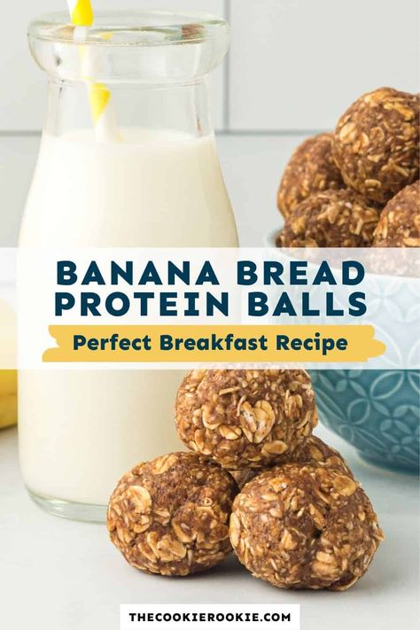 Banana Bread Protein Balls have the same warm and comforting flavors of banana bread. Made with protein powder, each bite is an energy boost! White Chocolate Chip Protein Balls, Chocolate Banana Protein Balls, Vanilla Protein Powder Balls, Protein Balls Vanilla Protein Powder, Protein Powder Energy Balls, Recipes With Vanilla Protein Powder, Protein Powder Balls, Banana Energy Balls, Protein Balls With Protein Powder