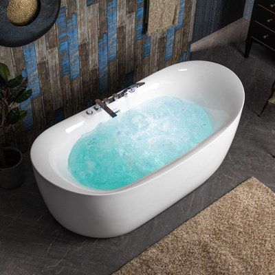 Features:Woodbridge 72" x 35-3/8" whirlpool water jetted and air bubble freestanding heated soaking combination bathtub with tub filler and led control panel, bj400+f0041chDimensions and specifications: exterior dimension: 72" l x 35-3/8" w x 29-1/8" d - effective tub capacity: 65 gallons; seating dimension: 41-3/4" l x 22-7/8" w, water depth to overflow: 14-1/2". Power requirements: 1 dedicated 120v 30amp breakerPre-installed tub filler: The tub filler with hand shower was pre-installed, just h Air Tub, Air Bathtub, Jetted Bath Tubs, White Tub, Cast Iron Tub, Bathtub Drain, Vanity Faucet, Soaker Tub, Whirlpool Tub