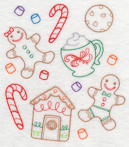 Gingerbread Medley (Vintage)-11/14/15 Christmas Baking Goodies, Handmade Baby Shower Gift, No Flour Cookies, Freestanding Lace Embroidery, Holiday Flower, Christmas Towels, Towel Pattern, Christmas Accessories, Flour Sack Towels