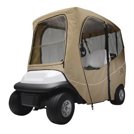 Classic Fairway Golf Cart Deluxe Enclosure Short Roof Khaki, Brown Golf Cart Enclosures, Golf Cart Enclosure, Golf Cart Covers, Golf 7 R, Golf Stuff, Golf School, Golf Cart Accessories, Golf Drivers, Cart Cover