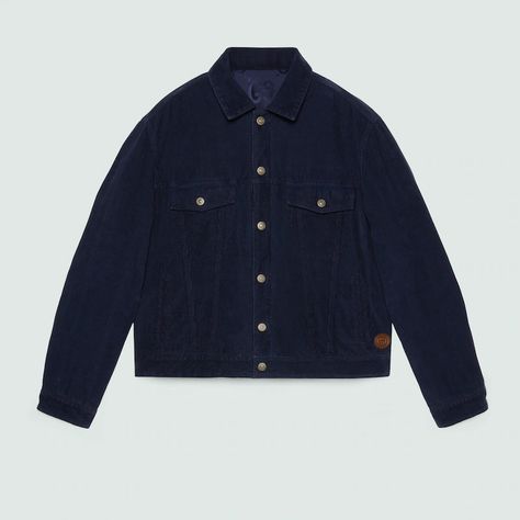 Shop the GG nylon canvas and corduroy reversible jacket in blue at GUCCI.COM. Enjoy Free Shipping and Complimentary Gift Wrapping. Subtle Aesthetic, Gucci Jacket, Italian House, Luxury Quilts, Blue Corduroy, Canvas Jacket, Guys Clothing Styles, Clothes Outfit, Quilt Jacket