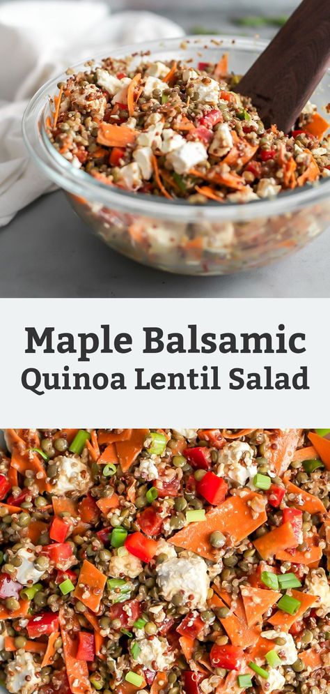 Carrots And Feta, Quinoa Lentil, Salad Skewers, Maple Balsamic Dressing, Salad Gluten Free, Fit Mitten Kitchen, Lentil Salad Recipes, Quinoa Recipes Healthy, Easy Quinoa