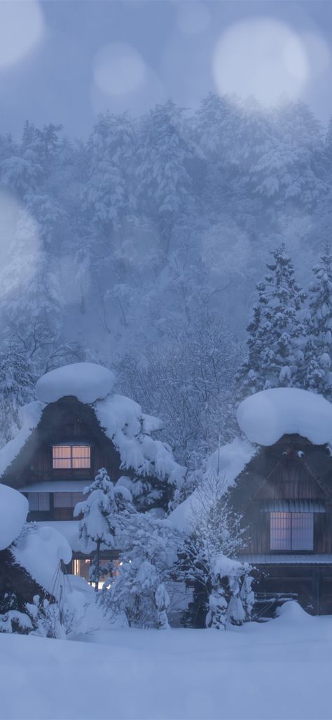 Snowy Japanese Village, Japan Winter Wallpaper, Winter Academia Aesthetic, Snowy Japan, Denmark Winter, Snow In Japan, Village Japan, Winter Academia, Dark Snow