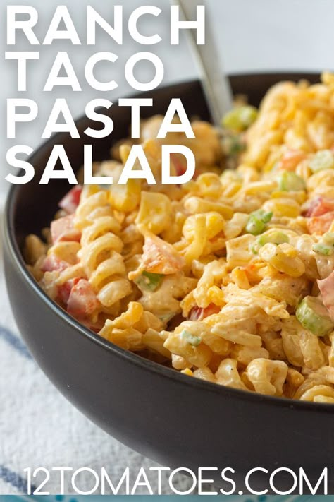 Ranch Taco Pasta Salad, Creamy Ranch Taco Pasta Salad, Southwest Ranch Pasta Salad, Southwest Taco Pasta Salad, Tex Mex Pasta Salad, Tri Color Rotini Pasta Salad, Taco Pasta Salad, Crockpot Pasta, Taco Pasta