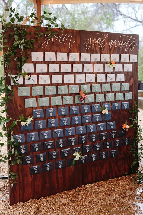 Wood + Paper :: Envelope Escort Board Wedding Table Assignments, Table Assignments, Table Seating Chart, Wedding Table Plan, Seating Plan Wedding, Card Display, Seating Plan, Boarding School, Seating Chart Wedding