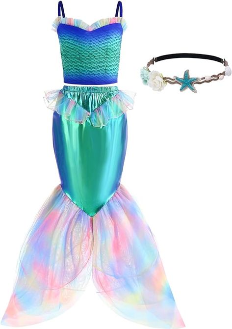 Amazon.com: G.C Little Girls Mermaid Costume Toddler Princess Dress Up Mermaid Outfit Headband Accessories Halloween Cosplay Birthday Party Supplies Gifts : Clothing, Shoes & Jewelry Mermaid Outfit Ideas, Girls Mermaid Costume, Mermaid Halloween Costumes, Toddler Princess Dress, Mermaid Headband, Costume Toddler, Headband Accessories, Mermaid Halloween, Mermaid Outfit