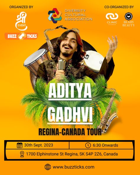 🌟 Unleash the Musical Magic with Aditya Gadhvi! 🎶 Regina, Canada, brace yourself for an unforgettable night on September 30th, 2023, starting at 6:30 PM. Grab your tickets now at buzzticks.com and let the melodies enchant your soul. 🎟️🇨🇦 #AdityaGadhviLive #ReginaTour #kaviraj #AdityaGadhviInRegina #Navratri2023 #regina #saskatchewan #manitoba #winning #canada #garba #navratri #dandiya #garbalover #adityagadhvi #reginagarba Aditya Gadhvi, Navratri Dandiya, Regina Canada, Garba Navratri, Regina Saskatchewan, Brace Yourself, Event Calendar, Your Soul, Musical