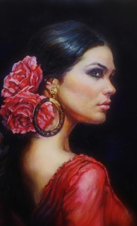 Mexican Culture Art, Spanish Dancer, Flamenco Dancers, Jolie Photo, Mexican Art, Canvas Art Painting, Figurative Art, Portrait Art, Beautiful Paintings