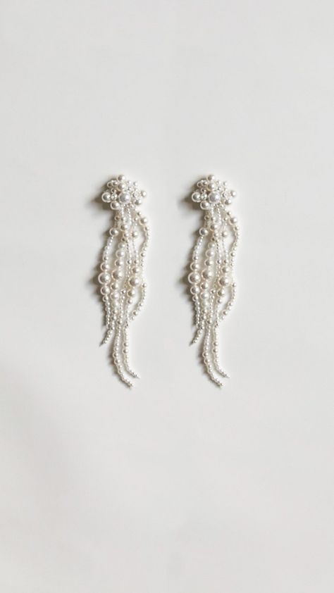 Drew Tassel — A.B. ELLIE | H D W R Bridal Elegance, Bride Accessories, Swarovski Pearls, Bead Jewellery, Jewelry Inspo, Mode Inspiration, Bead Art, Wedding Earrings, Tassel Earrings