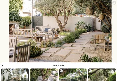 Southern California Backyard Ideas, Spanish Mediterranean Landscape Design, California Yard Landscaping Ideas, Mediterranean Inspired Backyard, Gated Front Yard, Gated Backyard, Entry Patio, Austin Garden, Arid Landscape