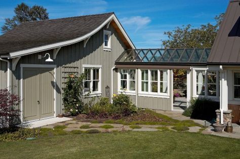 covered connector between house + garage....the garage looks like a cool little barn. love it! Eclectic Exterior, Exterior Gray Paint, Exterior House Colors Combinations, Covered Walkway, Skagit Valley, Mt Vernon, Traditional Exterior, Exterior Paint Colors, Ideas Pictures