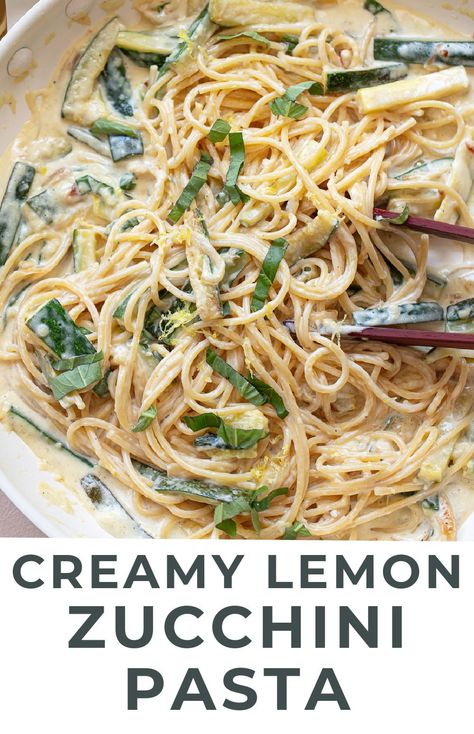 Double-Lemon Zucchini Pasta with Cream Sauce Pasta With Cream Sauce, Creamy Zucchini Pasta, Lemon Cream Sauce Pasta, Zucchini Pasta Recipe, Zucchini Ricotta, Parmesan Crusted Zucchini, Zucchini Pasta Recipes, Lemon Pasta Recipes, Summer Pasta Dishes