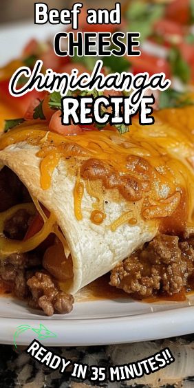 Beef and Cheese Chimichanga Beef Wraps Flour Tortillas, Baked Chimichangas Beef, Ground Beef Chimichangas, Cheese Chimichanga Recipe, Beef And Cheese Chimichangas, Hamburger Dinners, Chimichanga Beef, Slow Cooker Ravioli Lasagna, Slow Cooker Ravioli