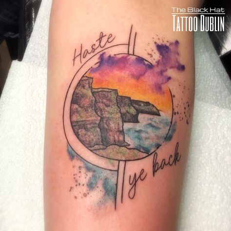 "Such a great environment and couldn't be happier with my tattoo! HUGE thank you to Mael for doing such a fantastic job, and to the other staff for being so friendly and welcoming" Chelsea #BlackHatDublin #Dublin #Tattoodublin #cliffofmohertattoo #tattooireland #dublintattoo Cliffs Of Moher Tattoo, Cliff Tattoo, Cliffs Tattoo, Cliff Of Moher, Tattoo Dublin, Ireland Cliffs, Ireland Tattoo, Sketch Tattoos, My Tattoo