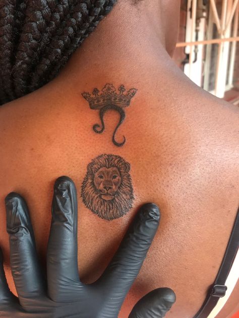 Leo Tattoo For Black Women, Leo Tattoo Black Women, Tattoo Ideas Female Leo, Leo Arm Tattoo, Lion Leo Tattoo For Women, Leo Spine Tattoos For Women, Leo Symbol Tattoo For Women, Leo Neck Tattoo, Leo Back Tattoo