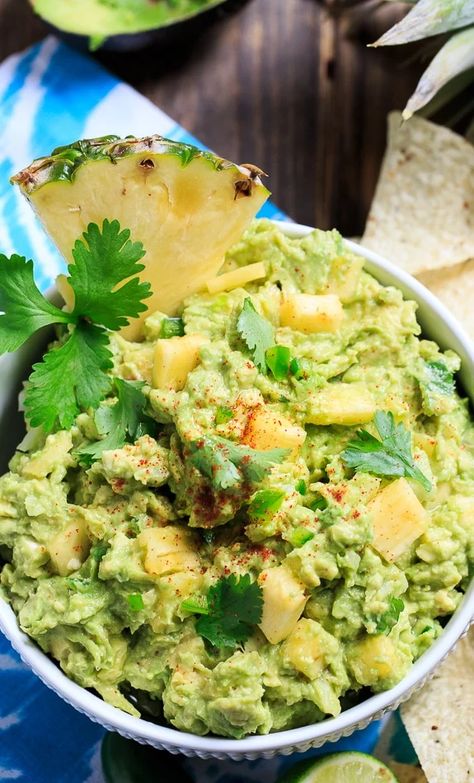 Spicy Pineapple Guacamole Pineapple Guacamole, Spicy Southern Kitchen, Spicy Pineapple, Southern Kitchen, Southern Kitchens, Fresh Pineapple, Party Food And Drinks, Guacamole Recipe, Dessert Appetizers