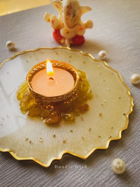 Resin T Light Holder, Resin Diya Holders, Resin Tea Light Holder, Diya Photos, Resin Platter, Return Gifts Indian, Diya Holder, Resin Candle, Resin Work