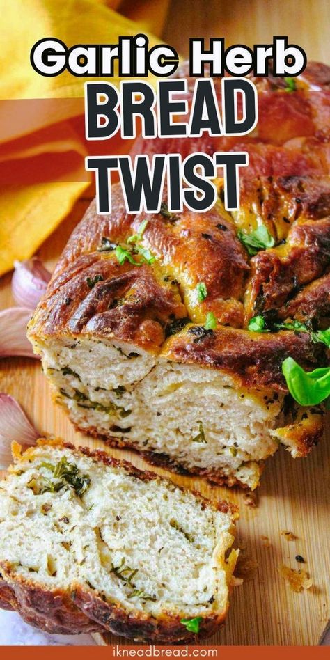 Garlic and Herb Bread Twist is a delightful twist (pun intended!) on classic garlic bread. It's easy-to-make and is soft, buttery, and packed with the vibrant flavors of fresh garlic and herbs.It's the perfect accompaniment to soups, stews, pasta dishes, or simply enjoyed warm out of the oven. Hungarian Nut Roll Recipe, Garlic Herb Bread Recipe, Garlic And Herb Bread, Bread Twist, Garlic Herb Bread, Nut Roll Recipe, Warm Appetizers, Bread Twists, Pesto Bread