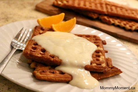 When I wrote that we were going to have waffles and white sauce for supper, so many people had no idea what white sauce for waffles was. Here is our recipe Waffle Sauce, Holiday Breakfast Ideas, Creative Breakfast Recipes, Baking Soda Biscuits, Mennonite Recipes, Sweet Sauces, Christmas Breakfast Recipe, White Sauce Recipes, Homemade Waffles