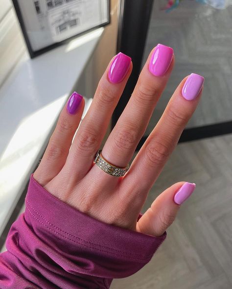 Orchid Purple Nails, Pinky Purple Nails, Different Shades Of Purple Nails, Different Shade Of Purple Nails, December Nails, Pretty Nail Polish, Short Gel Nails, Aesthetic Nails, Nail Polish Art