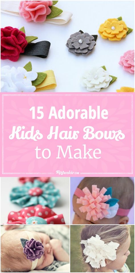 15 Adorable Kids Hair Bows To Make Hair Doodles, Bows Ideas, Make Hair Bows, Kids Clothes Diy, Kids Hair Bows, Hair Bow Tutorial, Fabric Hair Bows, Hair Diy, Diy Bows