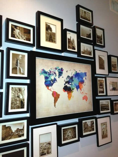 Fun way to display pictures from different travels.  Our House is Y'alls House: June 2013 Travel Photo Wall, Photowall Ideas, Travel Room, Travel Wall, Travel Decor, Amazing Places, Design Layout, Peta, Photo Displays