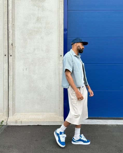 Shorts season Styled on @zalando - collaboration commerciale #GetTheLook #StyleCreator #summeroutfit Puma Suede Outfit, Outfits Baggy, Baggy Shorts, Street Fashion Men Streetwear, Men Streetwear, Puma Suede, Short Styles, Streetwear Men Outfits, Mens Streetwear