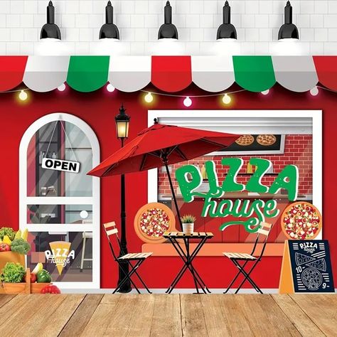 Pizza House Party Backdrop Vinyl Photography Background - Temu Vintage Pizzeria, Pizza Background, Pizzeria Design, Cooking Theme, Newborn Background, Vegetable Decoration, Pizza House, Kids Vegetables, Pizza Shop