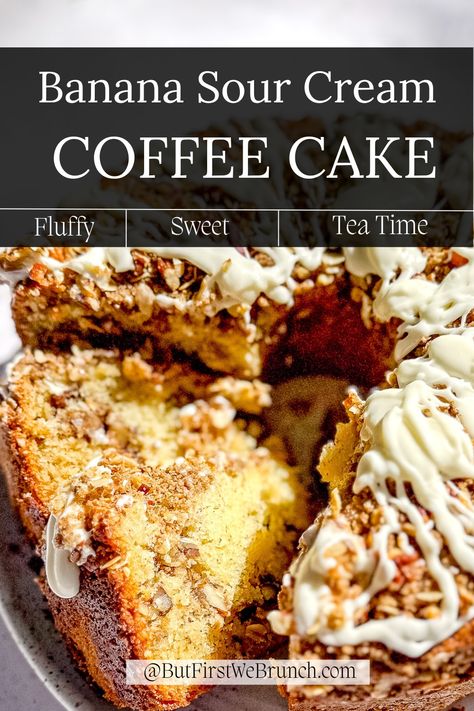 Banana Sour Cream Coffee Cake, Pecan Streusel Topping, Banana Coffee Cake, Banana Recipes Overripe, Banana Cakes, Banana Coffee Cakes, Banana Coffee, Sour Cream Coffee Cake, Sour Cream Recipes