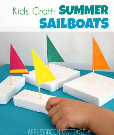 Sailboat Craft, Styrofoam Packaging, Easy Kid Activities, Styrofoam Crafts, Boat Crafts, Diy Girls, Craft Easy, Boat Ideas, Sewing Projects For Kids