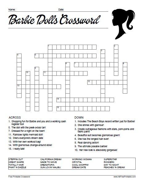 Barbie Dolls Crossword Barbie Word Search, Spring Word Search, Unscramble Words, Flag Game, Spring Words, Word Search Printables, Math Division, School Certificates, Classroom Activity