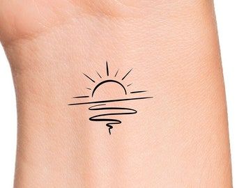 Sun And Wave Tattoo, Rebirth Tattoo, Tropical Tattoo, Heart Temporary Tattoos, Hip Thigh Tattoos, Hiking Tattoo, Wave Tattoo, Wrist Tattoos For Guys, Custom Temporary Tattoos