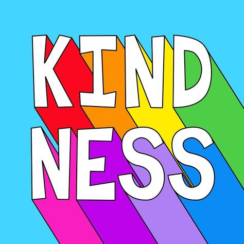 Greeting Cards Prints & Gifts on Instagram: “Adding a new word to my collection of positive word prints.....KINDNESS ❤️🧡💛💚💙💜💗 . . . #kindness #kind #kindcomments #kindnessmatters…” Kindness Typography, Kindness Illustration, Xmas Bedroom, Word Prints, Kindness Poster, Colorful Stationery, Be Kind Always, Bold Letters, Kindness Matters