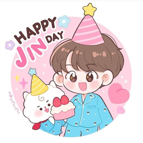 Jin Happy Birthday, Happy Jin Day, Happy Birthday Jin, Happy Jin, Jin Day, Bts Cartoon, Bts Island, Bts Ot7, Jin Bts