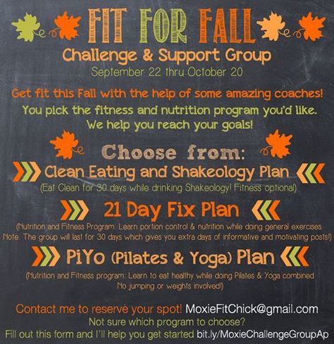 Fit for Fall Challenge and Support Group by MoxieFitChick.blogspot.com Fitness Challenge Ideas, Fall Fitness Challenge, Beachbody Challenge Group, Thanksgiving Fitness, Fitness Accountability, Fall Challenge, Accountability Group, Fall Fitness, Wellness Challenge