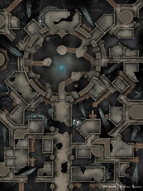 Free D&D Battlemap – Ruined City of Chained Horror • Seafoot Games Fantasy City Map, Dnd World Map, Battle Map, Ruined City, Fantasy World Map, Dungeons And Dragons Classes, Tabletop Rpg Maps, Rpg Map, Paper Games