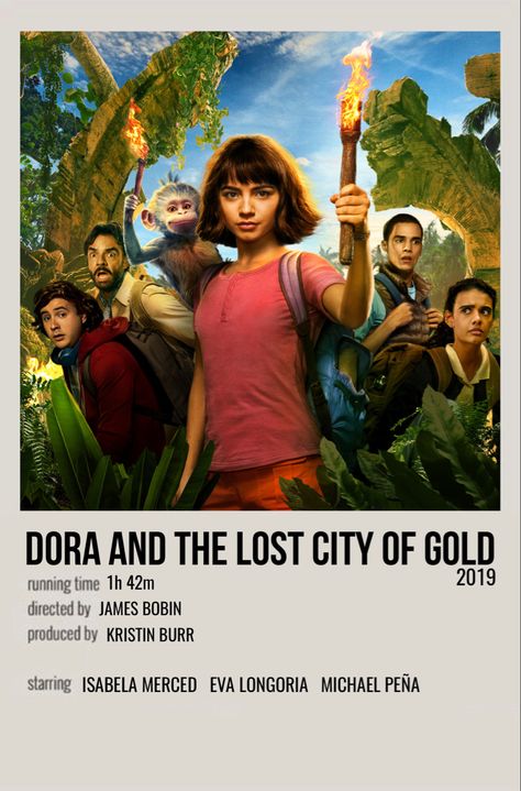 minimal polaroid movie poster for dora and the lost city of gold Gold Movie Poster, Dora Movie, Movie Poster Aesthetic, Quarantine Movie, Polaroid Movie Poster, Movie Character Posters, Lost City Of Gold, Gold Movie, City Of Gold