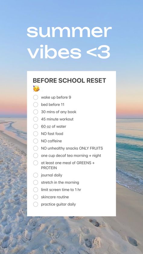 reset before summer ends and school begins <3 #summervibes 45 Minute Workout, Decaf Tea, Daily Stretches, Limiting Screen Time, Unhealthy Snacks, End Of School, End Of Summer, Screen Time, Any Book