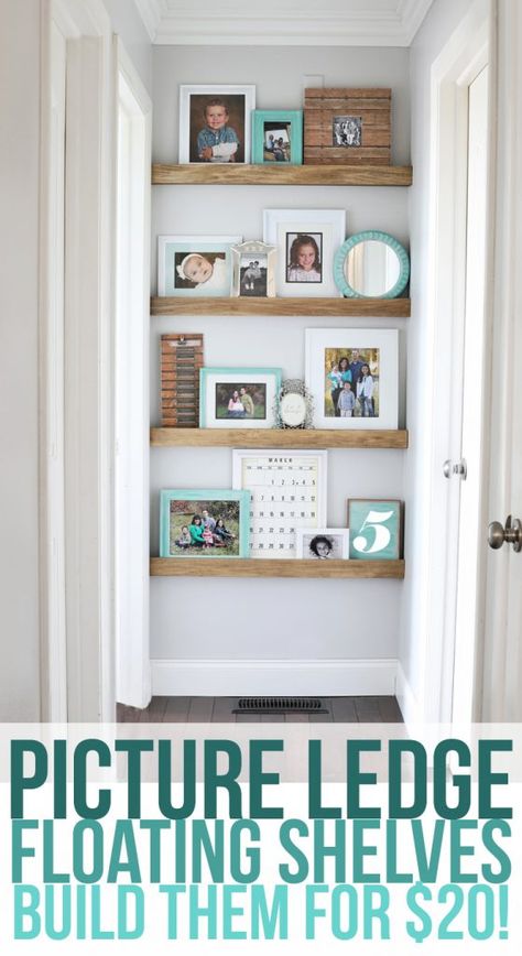 End Of Hallway, Farmhouse Side Table, Cute Dorm Rooms, Picture Ledge, Foyer Decorating, Floating Shelves Diy, Estantes Flotantes, Diy Shelves, Hallway Decorating