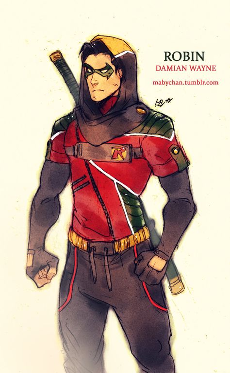 mabychan: Outfit remake for all the Robins :D Robin Redesign, Robin Damian Wayne, Son Of Batman, Batman Concept, Dc Memes, Damian Wayne, Batman And Robin, Batman Family, Batman Robin