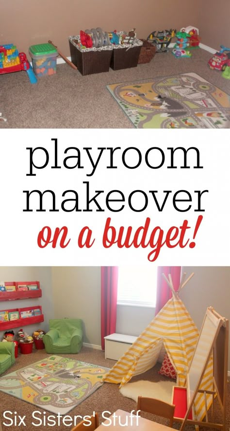 Check out our Kid's Playroom Makeover on a Budget! A few small changes made this small room into an awesome playroom for kids! Playroom For Kids, Playroom Makeover, Small Playroom, Kid's Playroom, Basement Playroom, Boys Playroom, Girls Playroom, Kids' Playroom, Playroom Organization