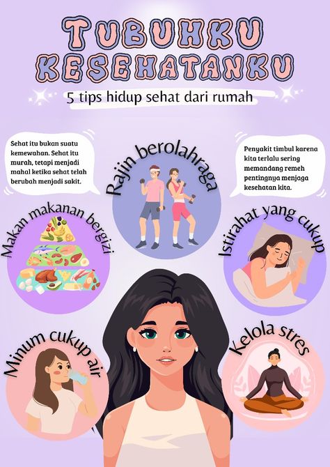 Poster perlombaan dengan tema tubuhku tetap sehat Poster Kesehatan Aesthetic, Education Poster Design, Desain Buklet, Simple Aesthetic, School Study Tips, Note To Self Quotes, Education Poster, Self Quotes, Study Notes