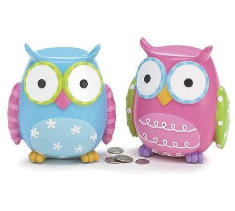 paint your own pottery ideas | Whimsical Owl Piggy Banks | Paint your own pottery ideas Paint Your Own Pottery Ideas, Aaliyah Birthday, Owl Pottery, Colored Mason Jars, Color Me Mine, Whimsical Owl, Adorable Nursery, Paint Your Own Pottery, Play Clay