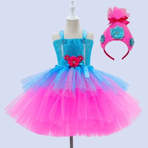 Trolls Princess Poppy Tutu Dress for Girls, Magic Elves, Vestidos de Halloween, Fairy Flower Outfits, Fatos de aniversário para crianças - AliExpress Princess Poppy Birthday, Flower Outfits, Trolls Dress, Poppy Birthday, Animal Cosplay, Princess Poppy, Halloween Fairy, Girls Halloween