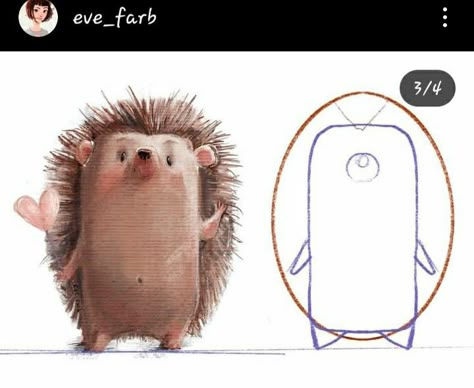 Hedgehog Illustration Character Design, Hedgehog Character Design, Anatomy Construction, Digital Art Lessons, Drawing On Ipad, Hedgehog Character, Diy Illustration, Like Illustration, Hedgehog Drawing