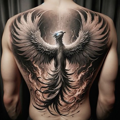 Feniks Tattoo, Dragon Tattoo Realistic, Flying Phoenix Tattoo, Side Body Tattoos, Phoenix Tattoo Men, Phoenix Tattoo Sleeve, Dragon Tattoo Shoulder, Phoenix Back Tattoo, Elk Tattoo