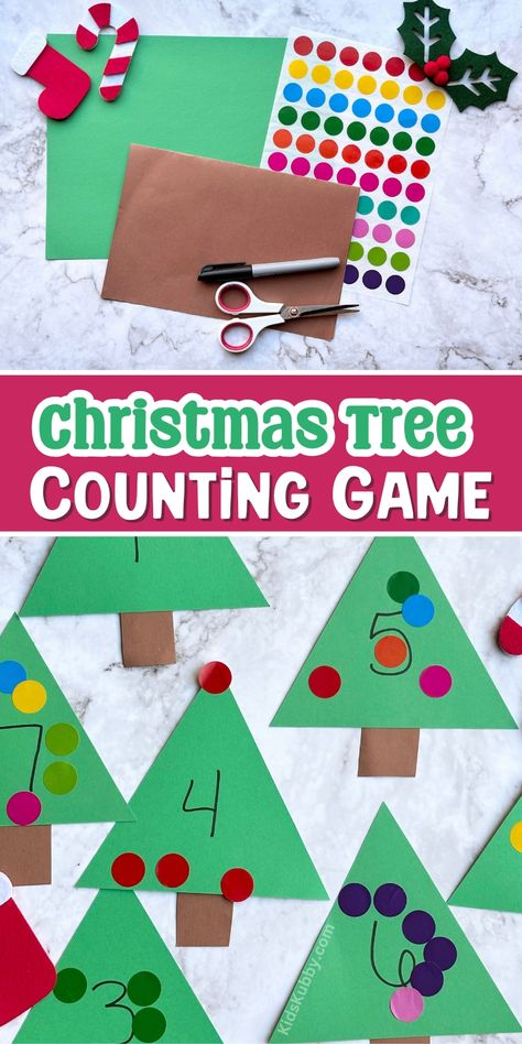 Christmas Tree Counting Activity Using Dot Stickers Toddler Christmas Math Activities, December Preschool Math Activities, Preschooler Christmas Activities, Pre K Educational Activities, Quantity Activities For Preschool, Christmas Math Toddlers, Christmas Number Recognition Activities, Toddler Tree Activities, Holiday Small Group Activities Preschool